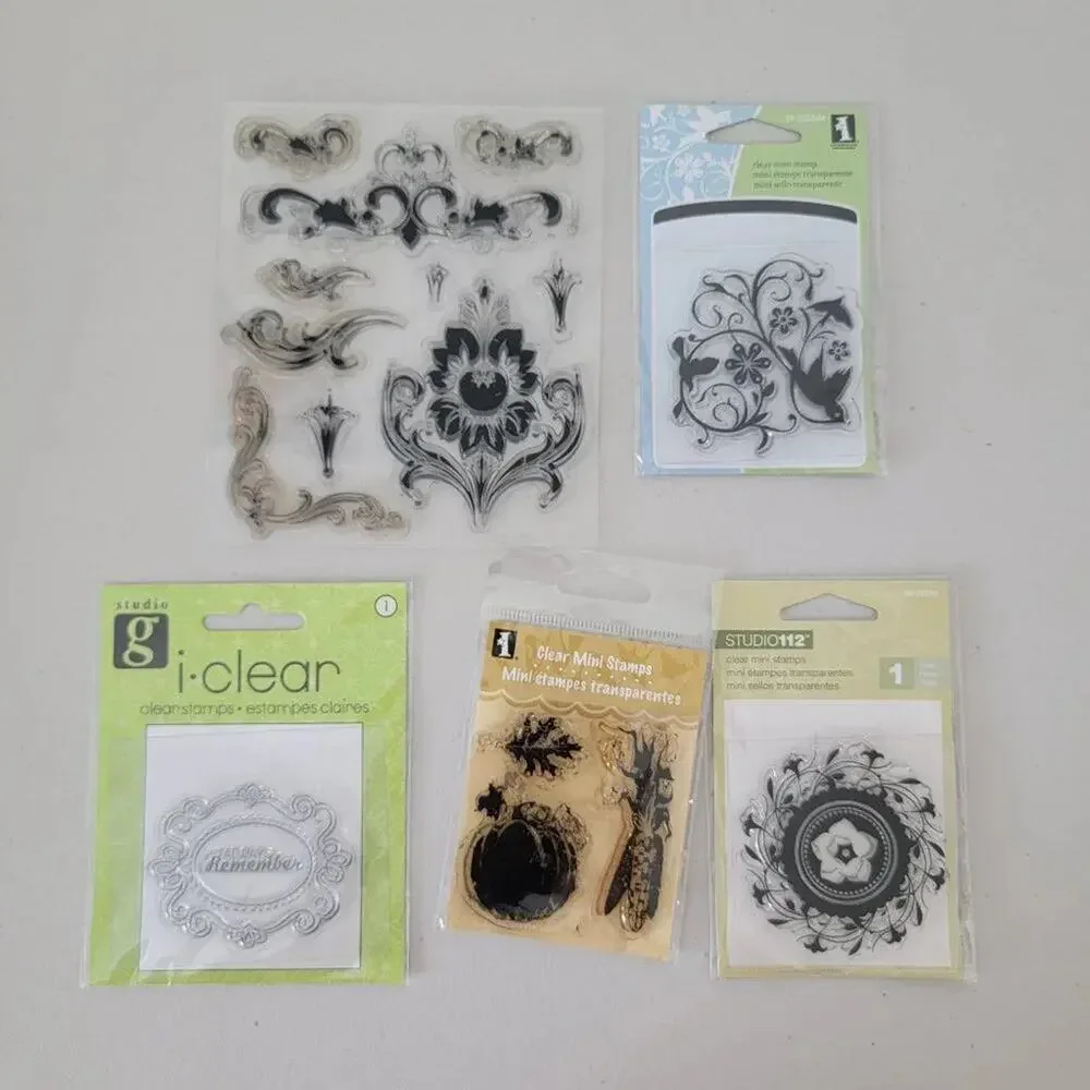Scrapbooking Clear Stamps Bundle Mixed Brands Craft Stamps Set with Block